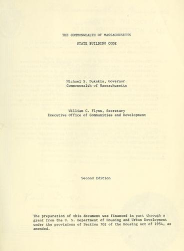 Cover for Commonwealth of Massachusetts state building code.