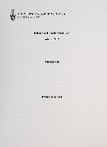 Cover for Labour and employment law