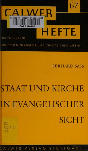 Cover for Staat und Kirche in evangelischer Sicht