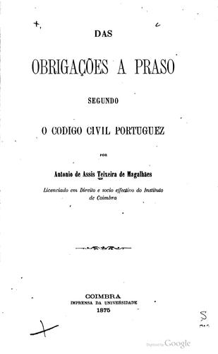 Cover for Das obrigações a praso segundo o Codigo civil portuguez