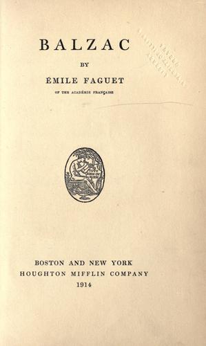 Cover for Balzac