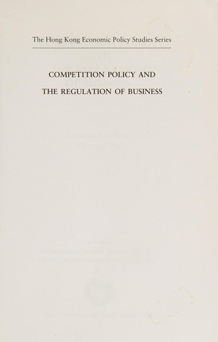 Cover for Competition policy and the regulation of business