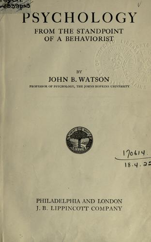 Cover for Psychology from the standpoint of a behaviorist.