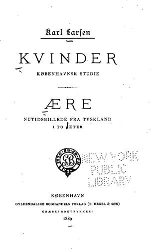 Cover for Kvinder: Københavnsk studie. Aere; nutidsbillede fra Tyskland, i to akter