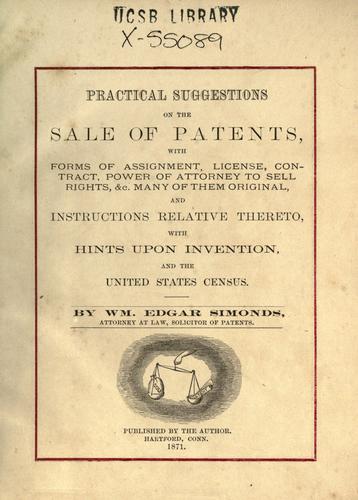 Cover for Practical suggestions on the sale of patents