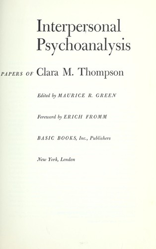Cover for Interpersonal psychoanalysis