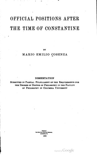 Cover for Official positions after the time of Constantine