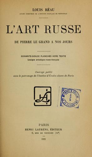 Cover for L'art russe de Pierre le Grand à nos jours