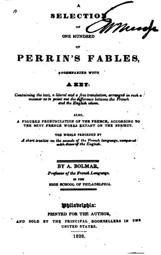 Cover for A Selection of One Hundred of Perrin's Fables: Accompanied with a Key, Containing the Text, a ...
