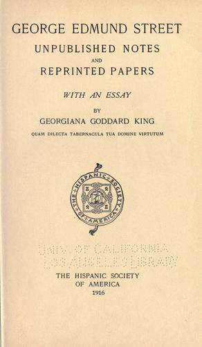 Cover for George Edmund Street