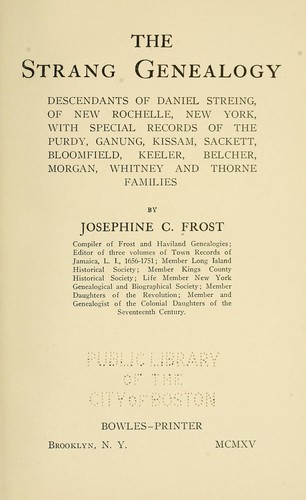 Cover for The Strang genealogy