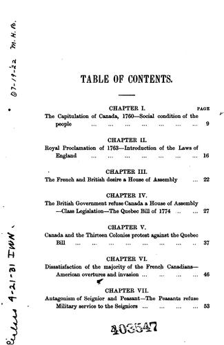 Cover for The constitutional history of Canada.