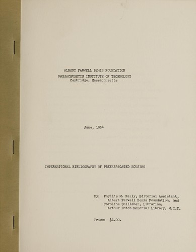 Cover for International Bibliography of Prefabricated Housing