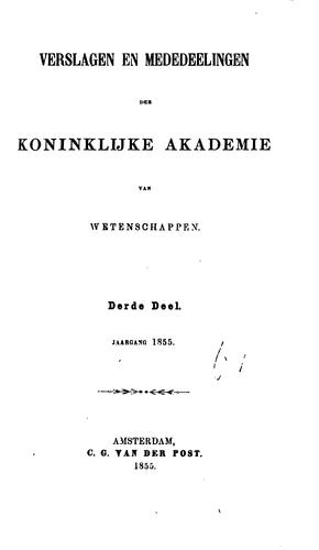 Cover for Verslagen en mededeelingen der Koninklijke akademie [&c. afterw.] Verslagen ...