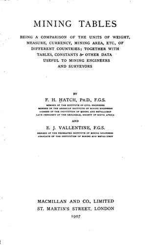 Cover for Mining tables