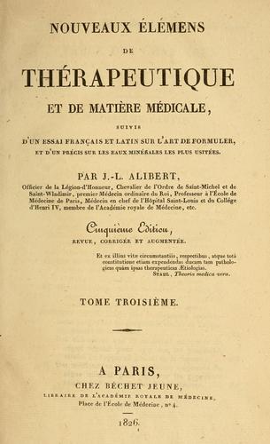 Cover for Nouveaux élémens de thérapeutique et de matière médicale