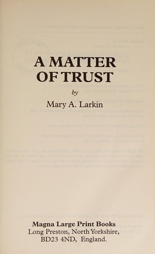 Cover for A Matter of Trust