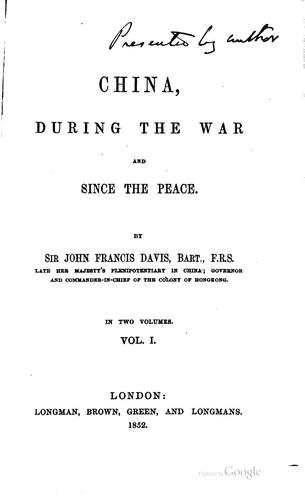 Cover for China, during the war and since the peace.