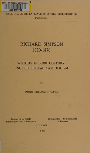 Cover for Richard Simpson, 1820-1876