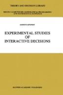 Cover for Experimental studies of interactive decisions