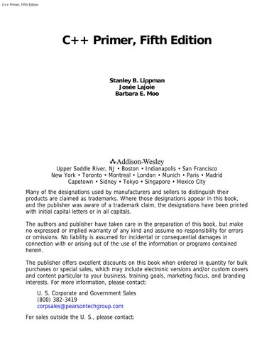 Cover for C++ Primer