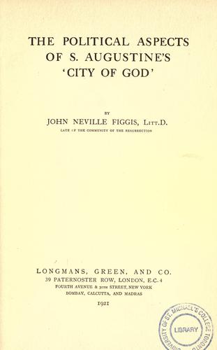 Cover for The political aspects of S. Augustine's "City of God"
