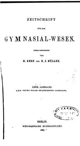 Cover for Sokrates: Zeitschrift für das Gymnasialwesen.