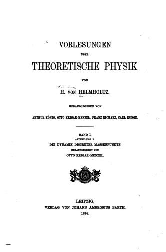 Cover for Vorlesungen über theoretische Physik