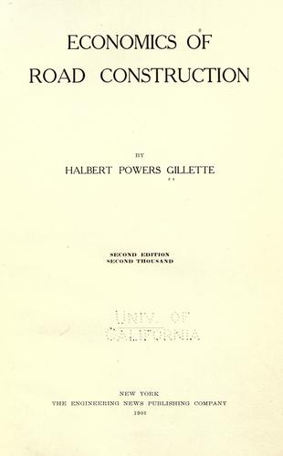 Cover for Economics of road construction