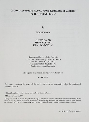 Cover for Is post-secondary access more equitable in Canada or the United States?