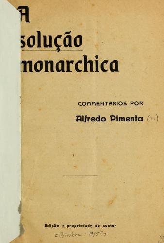 Cover for A solução monarchica.