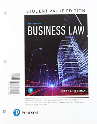 Cover for Business Law, Student Value Edition + 2019 MyLab Business Law with Pearson eText -- Access Card Package