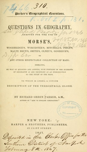 Cover for Parker's geographical questions
