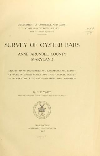 Cover for Survey of oyster bars, Anne Arundel County, Maryland.