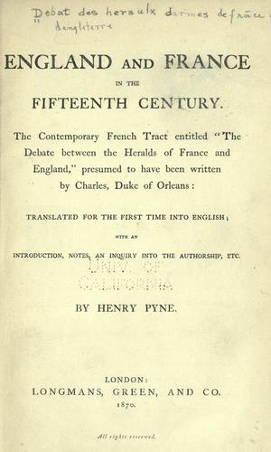 Cover for England and France in the fifteenth century.