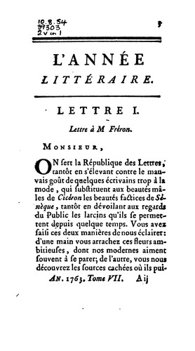 Cover for L'Année littéraire