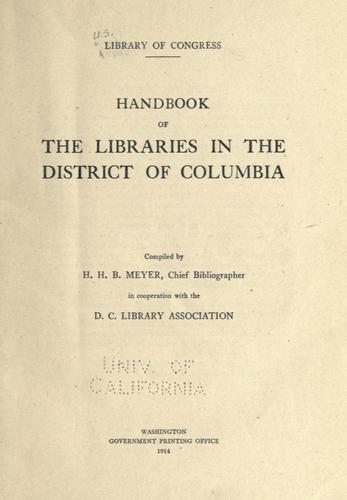 Cover for Handbook of the libraries in the District of Columbia