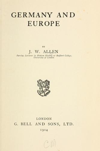 Cover for Germany and Europe