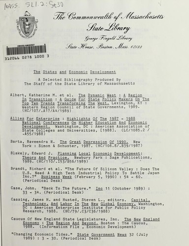 Cover for The states and economic development