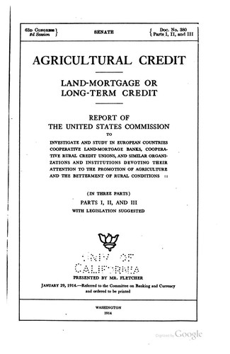 Cover for Agricultural Credit ...