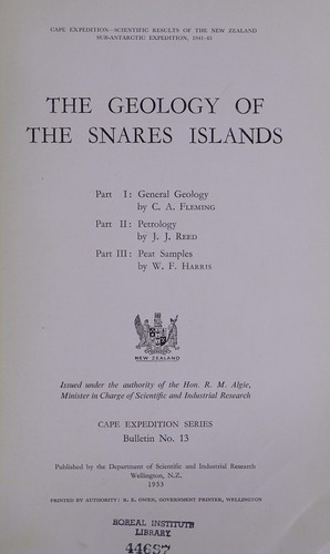 Cover for The geology of the Snares Islands