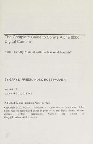 Cover for Complete Guide to Sony's A6000 Camera (B&w Edition)