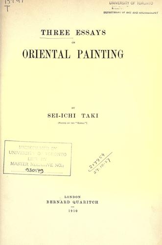 Cover for Three essays on Oriental painting