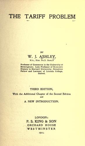 Cover for The tariff problem.