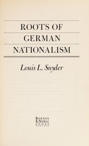 Cover for Roots of German nationalism