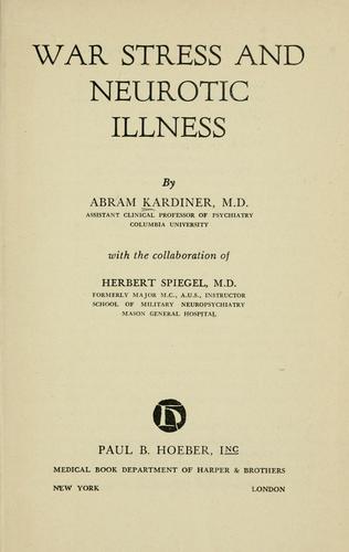 Cover for War stress and neurotic illness