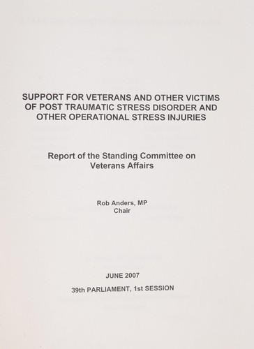 Cover for Support for veterans and other victims of post traumatic stress disorder and other operational stress injuries