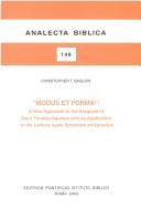 Cover for Modus Et Ephesios (Analecta Biblica)