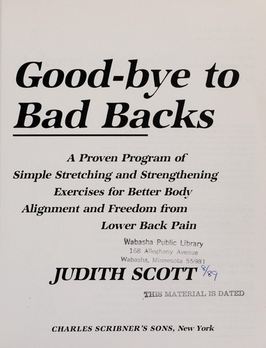 Cover for Good-bye to bad backs