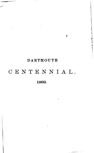 Cover for Centennial celebration at Dartmouth College, July 21, 1869.